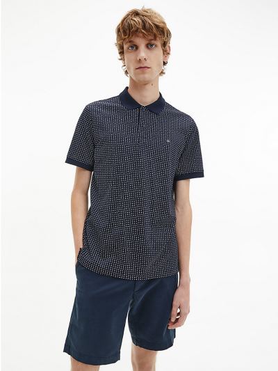 Calvin Klein Ruhák HU057611 | Calvin Klein Slim Organic Cotton Printed Férfi Pólóing Sötétkék